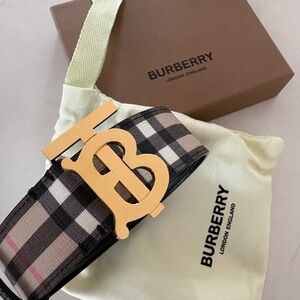Burberry Plaid Leather Belt